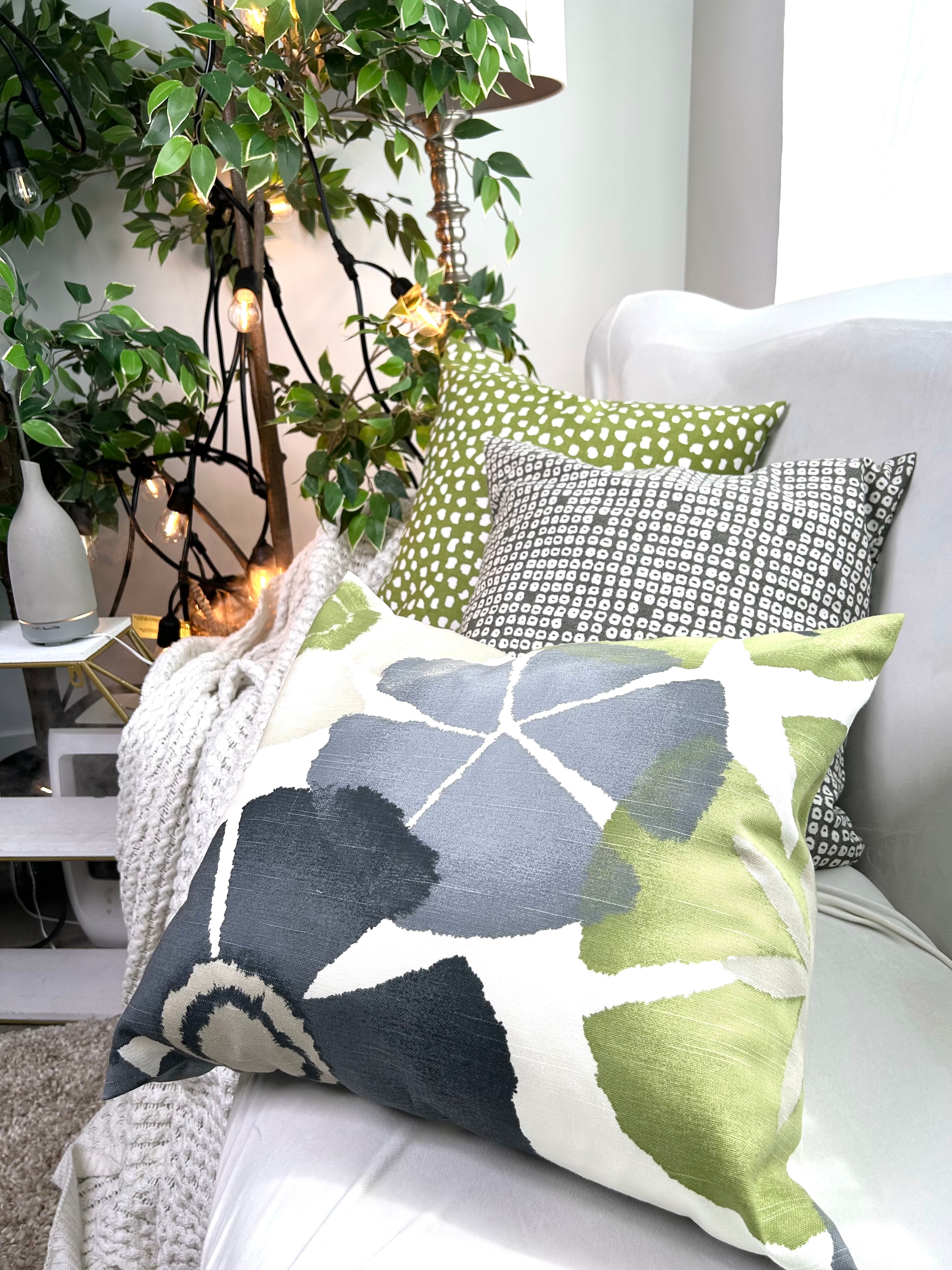 Green and outlet grey cushions